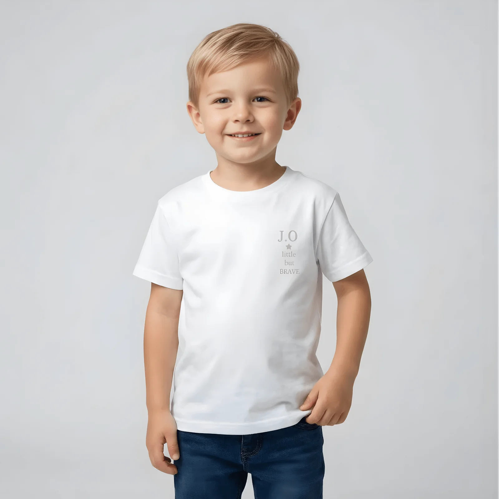 Dina barns initialer - Little but BRAVE T-shirt - Image 5